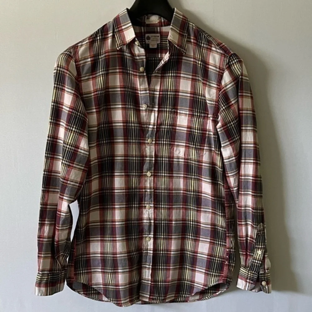 J.Crew, J.Crew, mens long sleeved cotton shirt, S, tailored fit, plaid pattern
